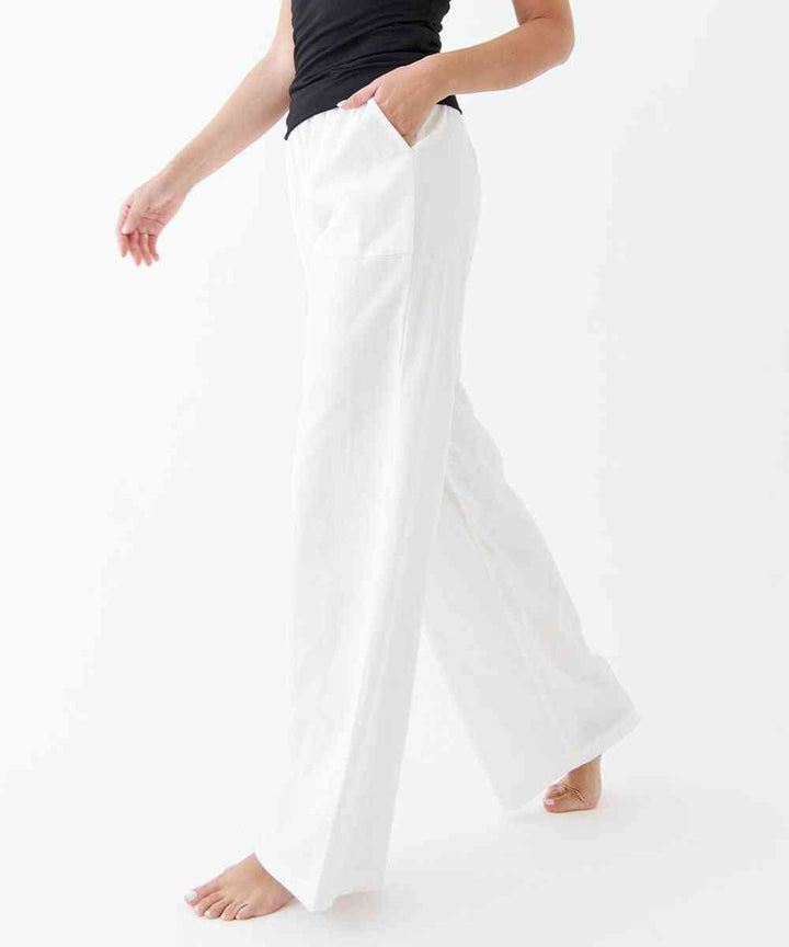 The Retreat - Bamboo Cotton Linen Pants In White