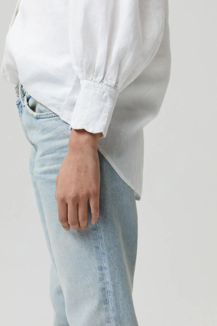 Scalloped Cuff Linen Shirt