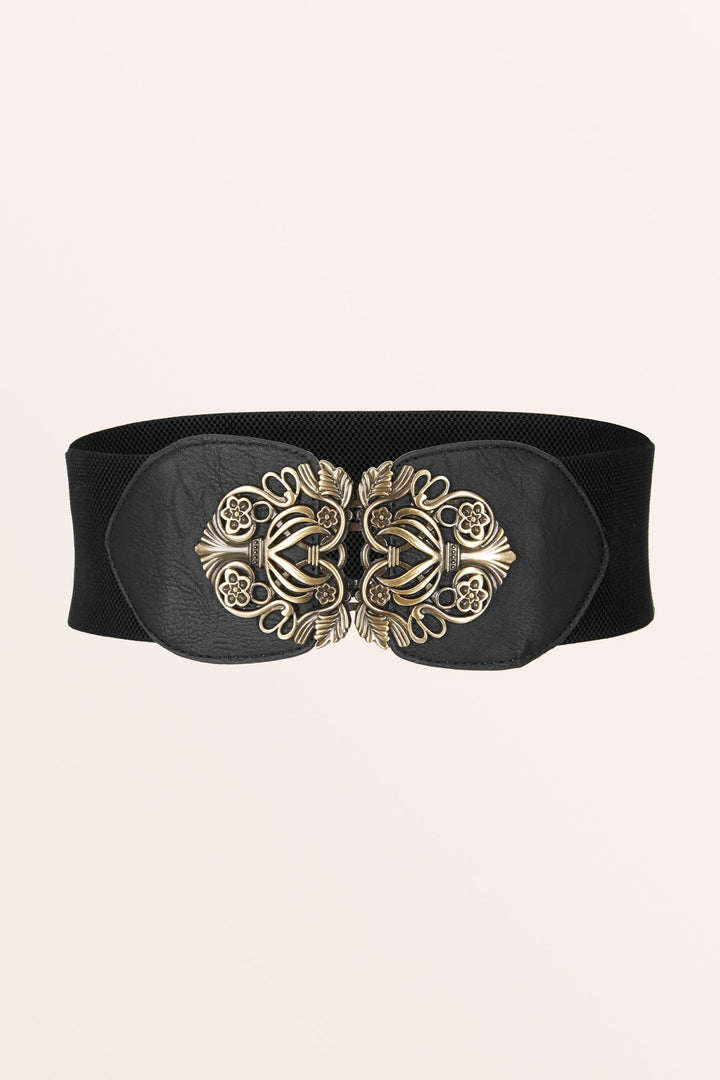 Elastic Vintage Buckle Belt - Black