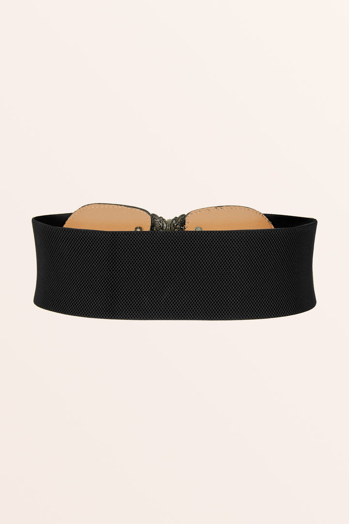 Elastic Vintage Buckle Belt - Black