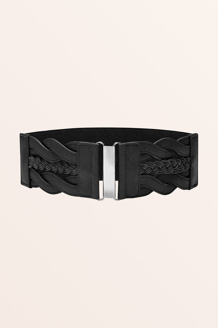 Retro Braided Buckle Belt - Black