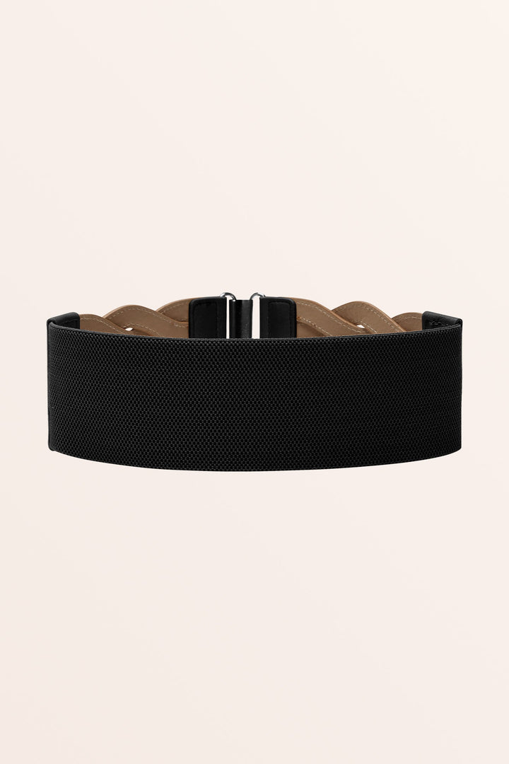 Retro Braided Buckle Belt - Black