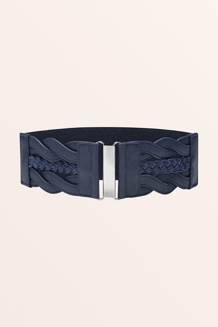 Retro Braided Buckle Belt - Midnight Blue