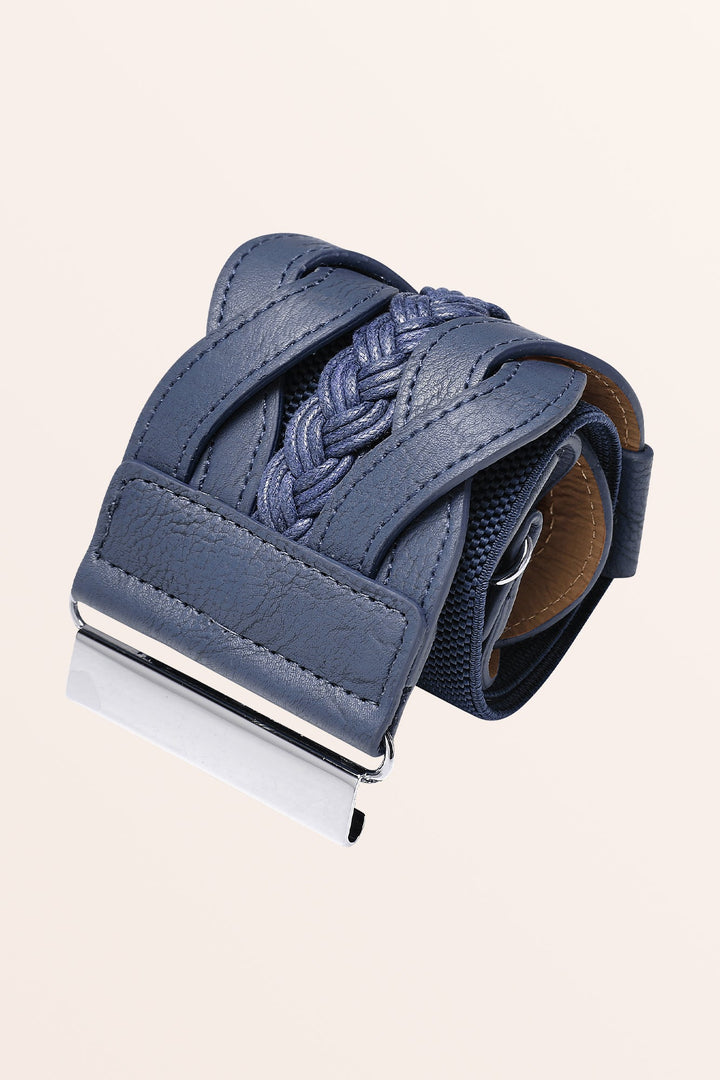 Retro Braided Buckle Belt - Midnight Blue