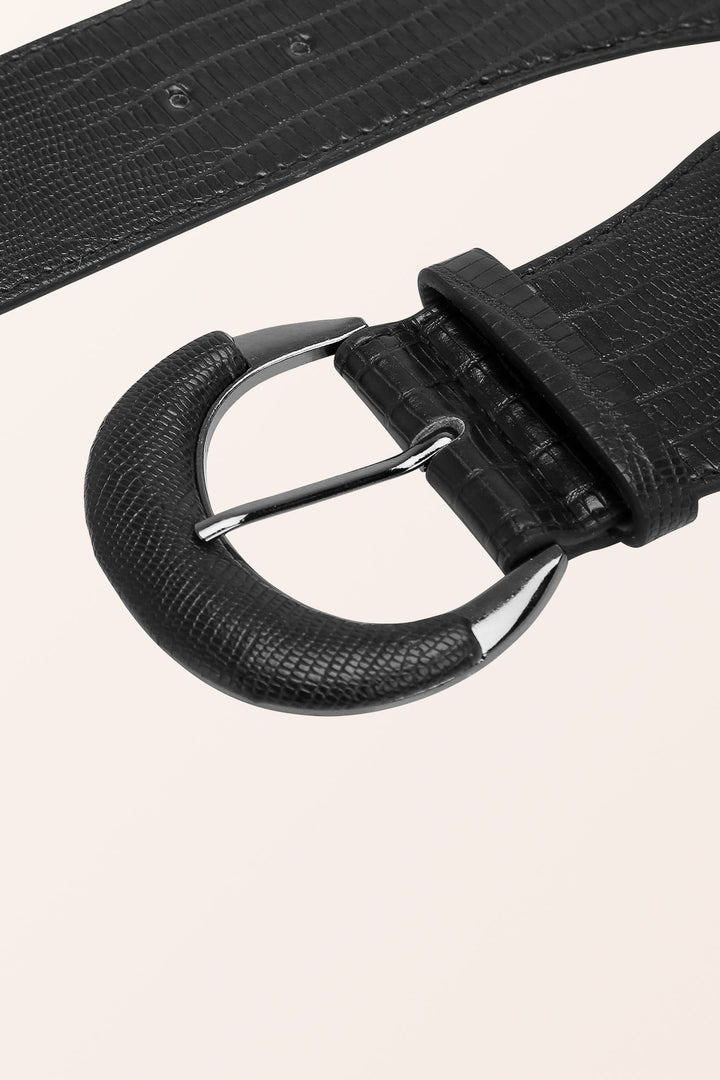 PU Buckle Waist Belt - Black