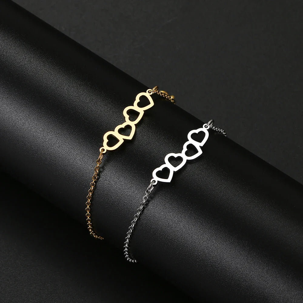 Stainless Steel Bracelets Classic Sweet Hollow Heart Fashion