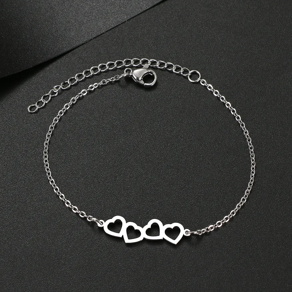 Stainless Steel Bracelets Classic Sweet Hollow Heart Fashion