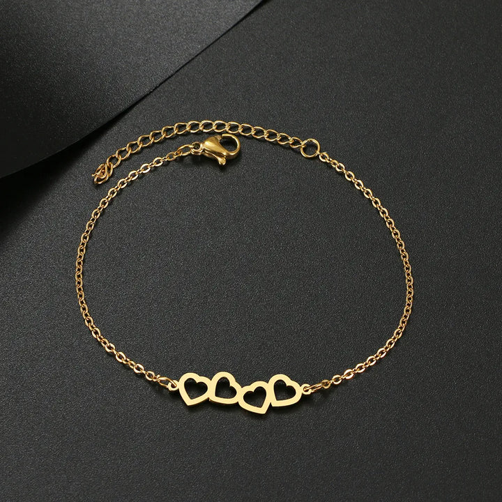 Stainless Steel Bracelets Classic Sweet Hollow Heart Fashion