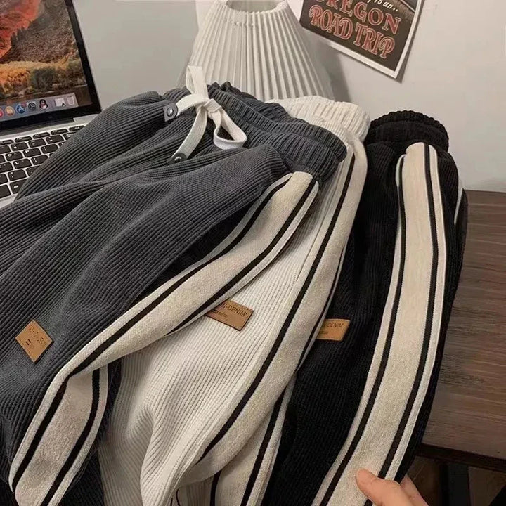 Fall Striped Corduroy Sweatpants