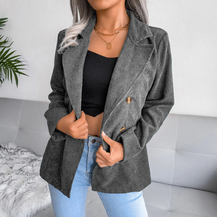 Double Breasted Corduroy Jacket Long Sleeve