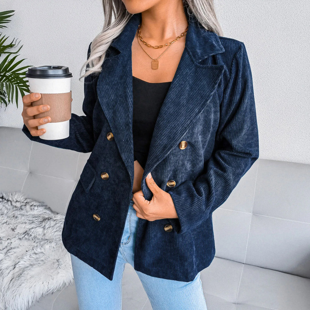 Double Breasted Corduroy Jacket Long Sleeve