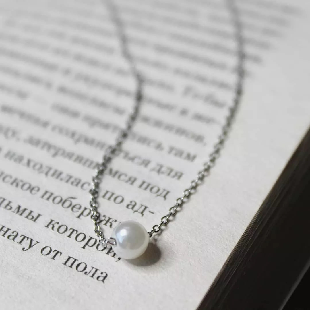 Stainless Steel Choker imitated  Pearl Necklaces