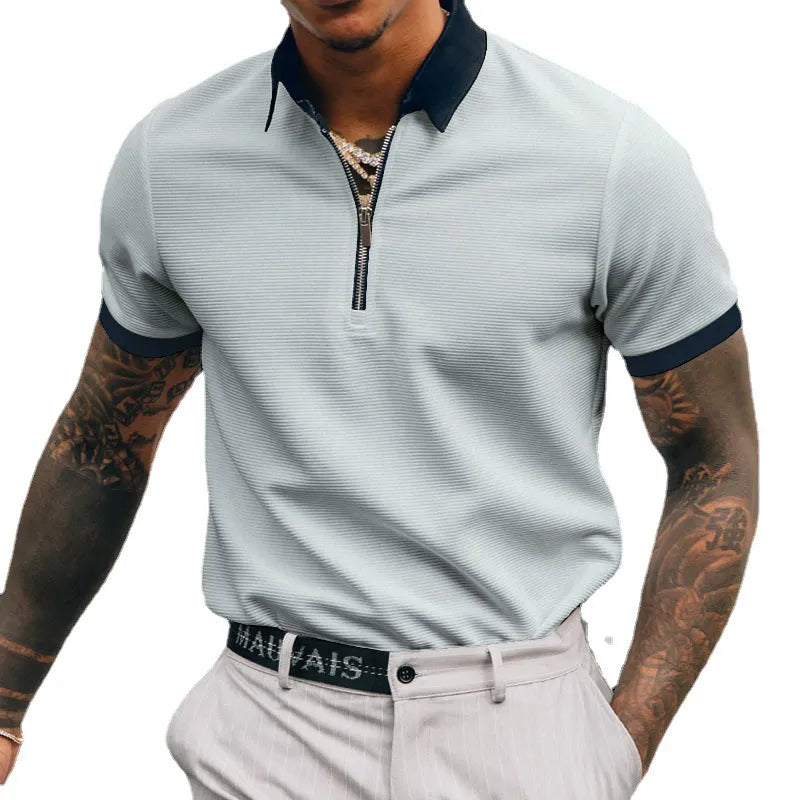 Solid Color Casual Gentmen Shirt Short Sleeve