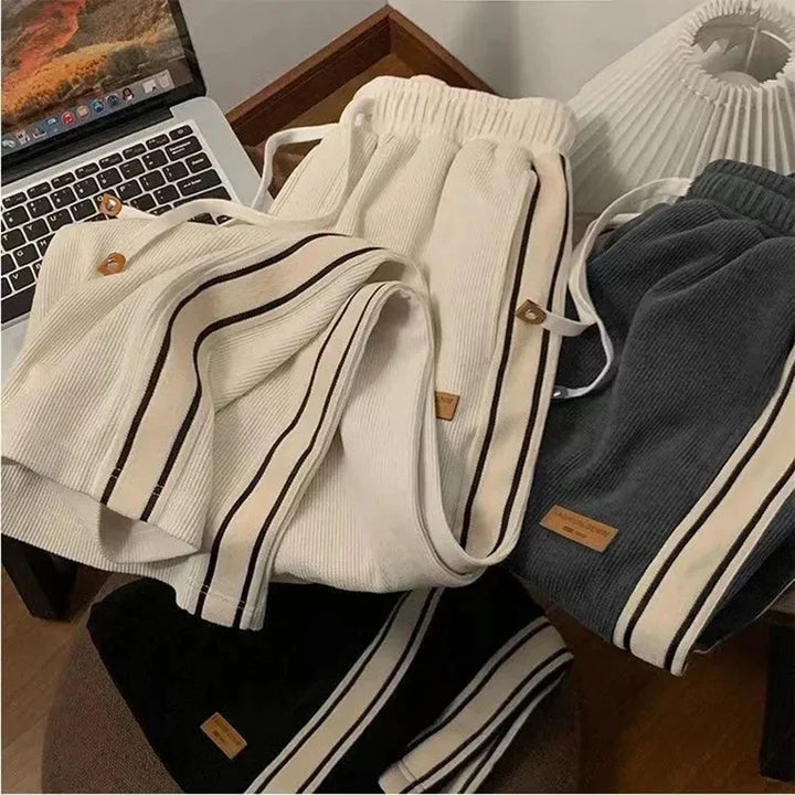 Fall Striped Corduroy Sweatpants