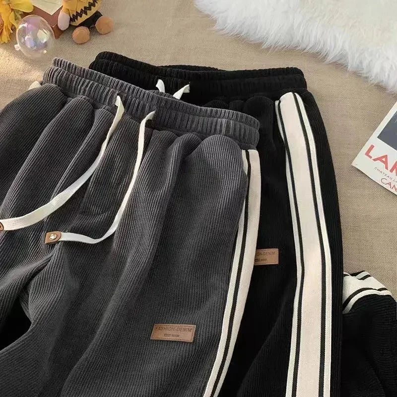 Fall Striped Corduroy Sweatpants