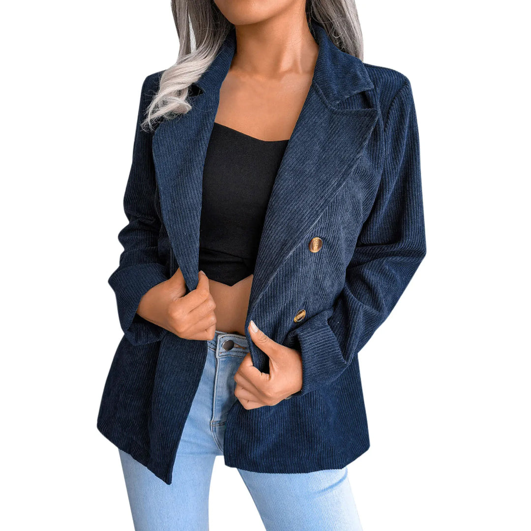 Double Breasted Corduroy Jacket Long Sleeve