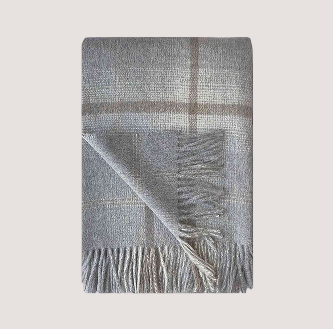 Primavera Alpaca-Wool Plaid Throw